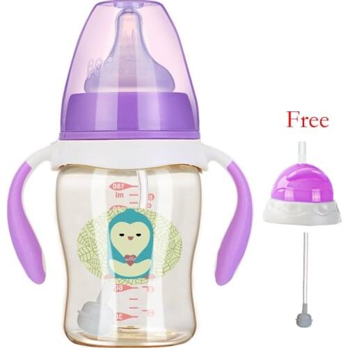 180/260ml PPSU Baby Feeding Bottles Cups Kids Water Milk Bottle Soft Mouth Duckbill Sippy Infant Drink Training Feeding Bottle