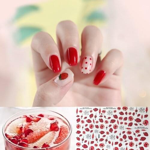 2020 DIY 3D Nail Art Sticker Adhesive Sticker Decals Tool Strawberry Fruit Summer Leave Nail Art Tattoo Decoration Z0324