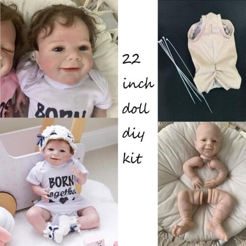 22 Inches Reborn Baby Vinyl Doll Kit Little April Unpainted Unfinished Doll Parts DIY Blank Reborn Doll Kit Drop Shipping