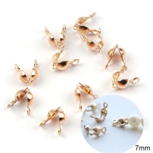 7mm Crimp Double Loops Beads Buckles Cove Clasps Cord End Caps String Foldover DIY Ball Chain Connectors Jewelry Findings