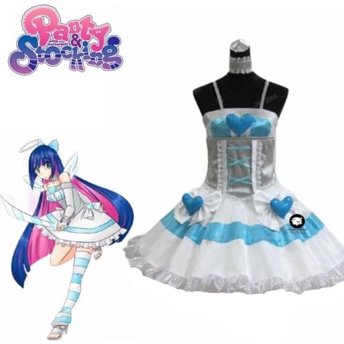 Anime Panty & Stocking with Garterbelt Heroine Anarchy Stocking Angel Dress Uniform Cosplay Costume Custom Made