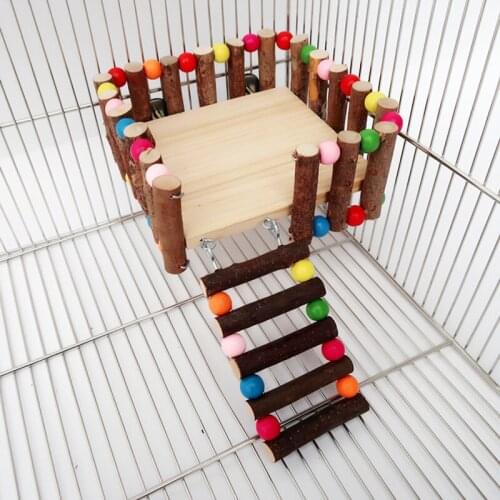 Wooden Parrot Hamster Climbing Ladder Platform Fence Play Toys Set Birds Exercise Perch Pet Supplies