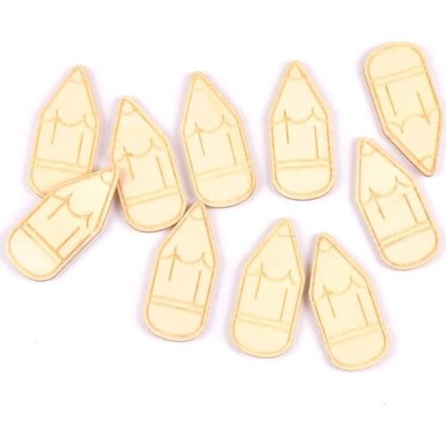 25pcs Wooden pencil Pattern Diy Scrapbooking Crafts Embellishment For Home Decoration 17x38mm MT1976