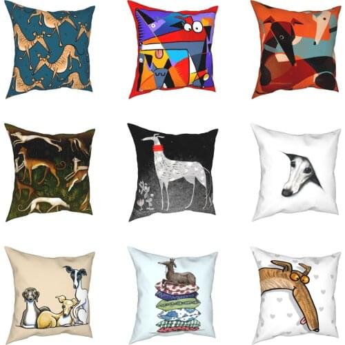 Derpiest Dog Galgo Hound Pillow Case Greyhound Whippet Lurcher Cushion Cover Zippered Decorative Pillowcover for Home 45*45cm
