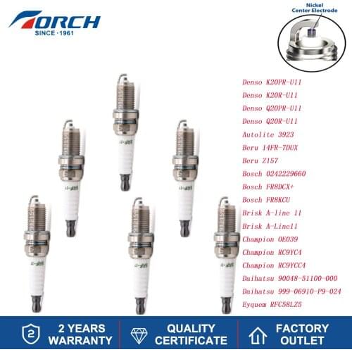 Engine Spark Plug TORCH K6RF-11 Replacement Is Suitable for Denso Q20R-U11 Brisk A-Line11 Bosch FR8KCU Champion RC9YCC4