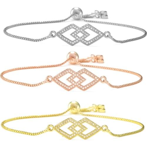 Geometric Shape Zircon Charm Adjustable Chain Bracelets for Woman Jewelry