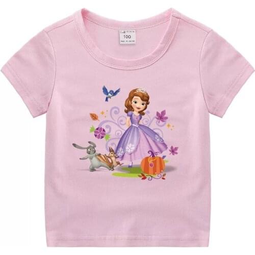 Disney Sofia Summer New Girls T shirts Cotton Cartoon Print Casual Kids T Shirt Tees Shirt Children Clothes Toddler Girl Tops