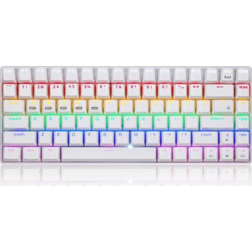 Technology 84 Keys Gaming Keyboard Bluetooth Mechanical Keyboard For Desktop Laptop Computer Game - White / Rainbow Light