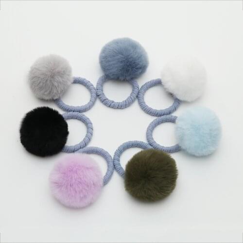 Imitation Water Fur Ball Elastic Ties Girls Ponytail Holder Kids Rope Hair Band Bows Hair Accessories With Lovely Girl Women