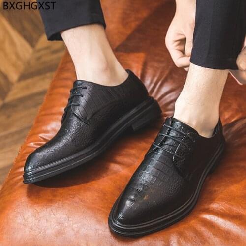 Italian Mens Wedding Dress Shoes Black Oxford Shoes for Men 2021 Designer Crocodile Shoes Man Chaussure Homme Zapatos De Hombre