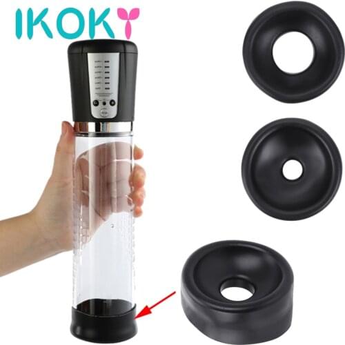 IKOKY Penis Pump Ring Sleeve Silicone Enlarger Exerciser Penis Extender Trainer Accessories Erection Sex Toys For Men