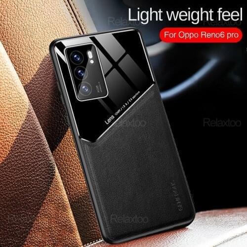 Leather texure car magnetic holder phone covers for oppo realme GT C21 C20 C3 7 RENO 5 LITE 6 PRO case hard pc back shell coque