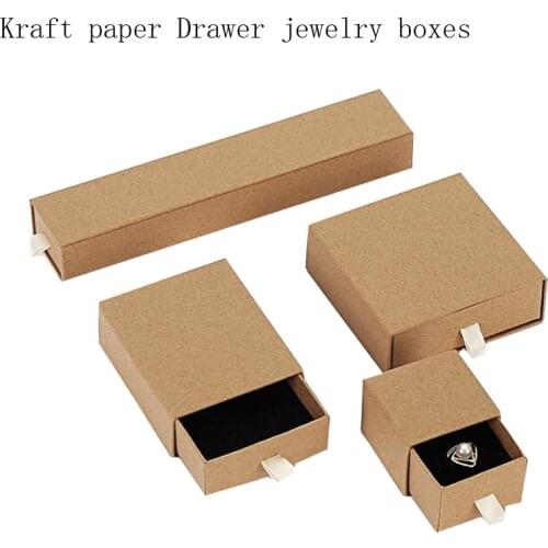 Kraft Paper Drawer Style Box for Bracelet Ring Packaging Necklace Jewelry Set Packing CUSTOMIZED LOGO jewelry organizer gift box