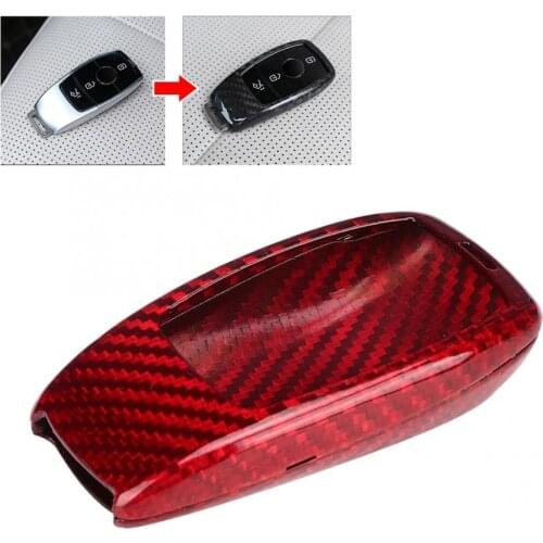 Red Carbon Fiber Remote Key Housing Case Cover Fits for Mercedes Benz E class W213 2016 2017 2018 Car Key Shell Accessories