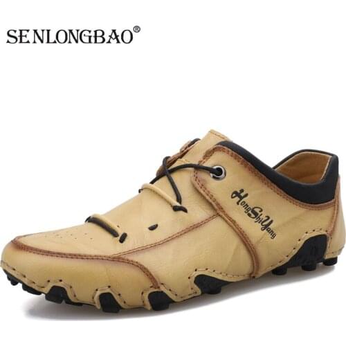 2021 New Brand Mens Casual Shoes Split Leather Mens Shoes Fashion Breathable Loafers Non-slip Driving Shoes Outdoor Flat Shoes