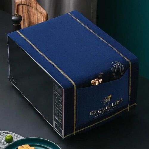New Microwave Dust Cover Covers Towel Electric Oven Cover Double Pocket Oil Resistant Velvet Microwave Cover Kitchen Accessories