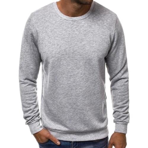Solid Color Sweatshirt Men Crewneck Sweatshirts Winter Autumn Casual Long Sleeve Tops Pullover Gray Black White Streetwear