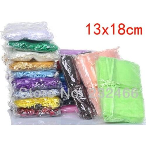 Wholesale Organza Bags 13x18cm,Drawable Wedding Gift Bags & Pouches,300pcs/lot