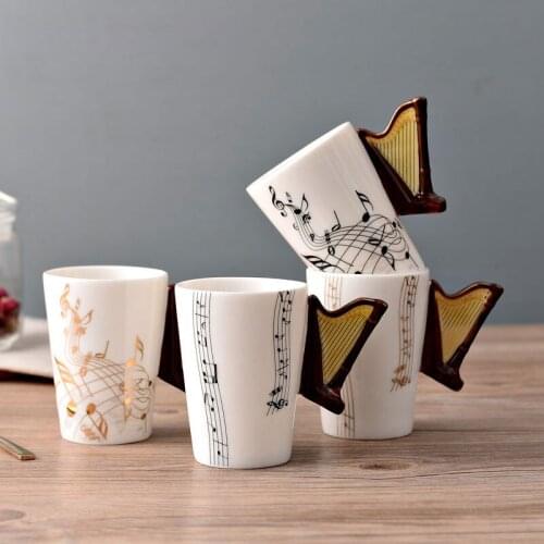 Personalized Bone China Note Mug With Harp Handle Porcelain Coffee Tea Milk Water Cups Music Drinkware Creative Gift For Friends