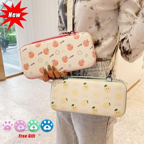 Portable Shoulder Strap Lanyard Travel Storage Bag For Nintendo Switch Game Console Box Shell Cover Cute Fruits Protective Case