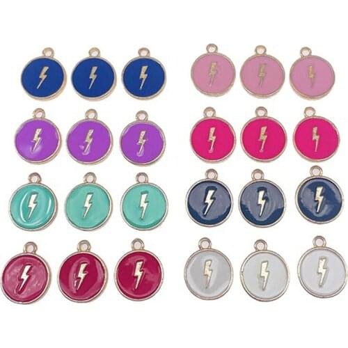 12*14MM 10Pcs Colorful Lightning Pendant Necklace Lady Engagement Party Jewelry DIY Jewelry Making Charm DIY Earrings Findings
