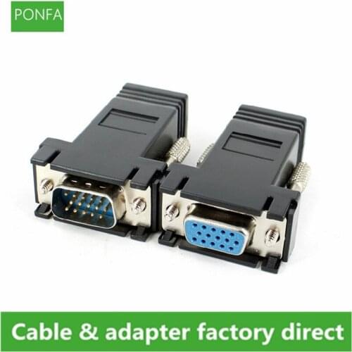 RJ45 to VGA Extension Extender Cord Male & Female to Lan Cat5 Cat5e RJ45 Ethernet Female Adapter for PC Desktop Computer