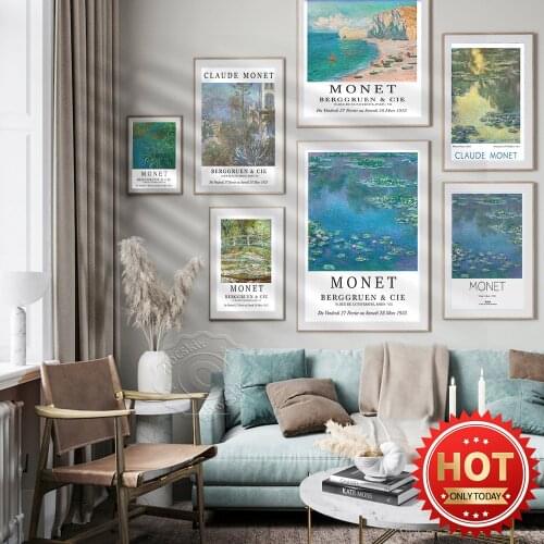 Monet Gallery Exhibition Poster, 《Water Lily 》Wall Stickers,《The Beach and Falaise Damon》Wall Decor,《Irises》Wall Picture