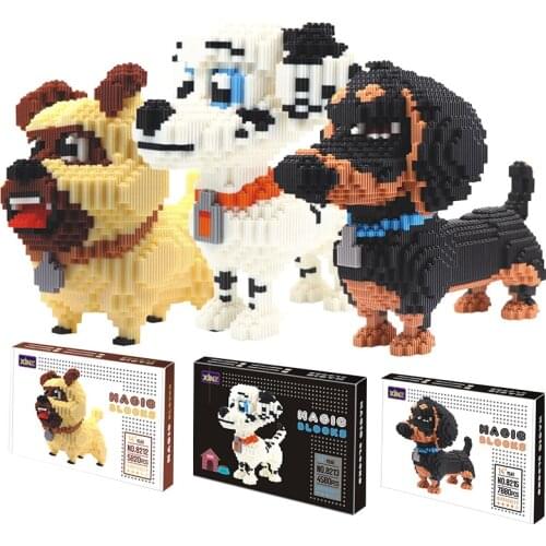 Challenge Connection Blocks Big Size Cute Dachshund Model Brinquedos Pet Dog Cartoon Building Bricks Kids Toys for Children Gift