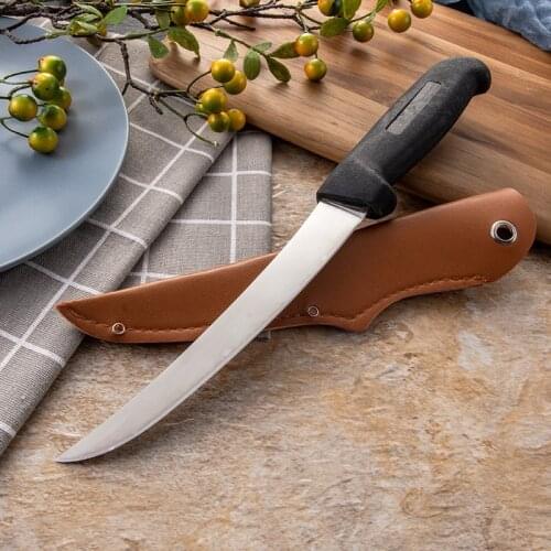Japanese kitchen knives Fishing Knife 3CR14 Stainless Steel sashimi knife ABS Plastic Handle Cleaver Outdoor Knife with cover
