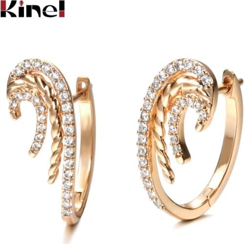 Kinel New 585 Rose Gold Natural Zircon Flower Earring Micro Wax Inlay Hollow Drop Earrings Women Luxury Wedding Fashion Jewelry