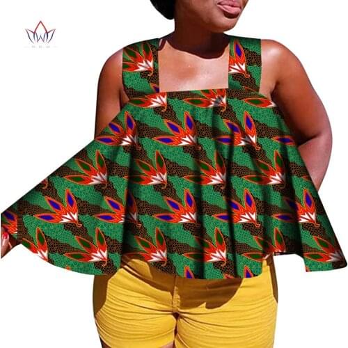 African Strap Top Shirt for Women African Printed Shirt Female Casual Tops African Ankara Batik Women Clothing WY7668