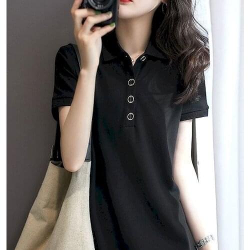 2021 Summer Women Dress Korean Loose Breathable Cotton T-shirt Short-sleeved Dress Temperament Black Skirt Casual Fashion Sports