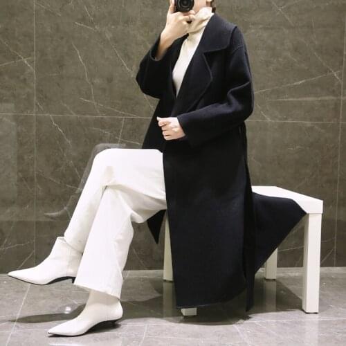 2021 winter new cashmere coat womens medium length knee length Korean version 100% pure wool tweed loose thickened coat