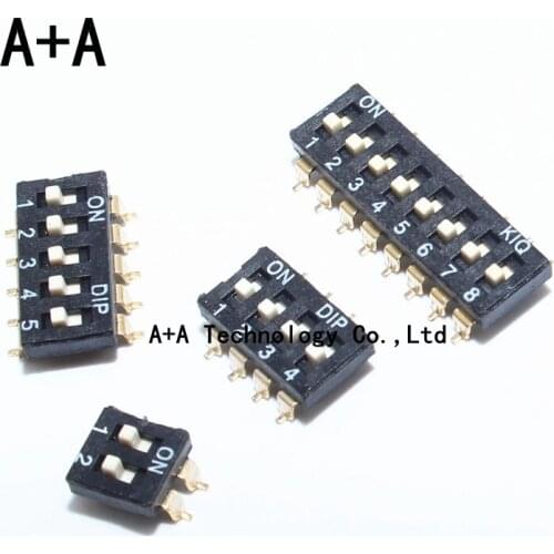 10pcs/lot 2.54 Patch DIP Switch Gold Plated Pin KM-01/2/3/4/5/6/8P 2.54MM SMD