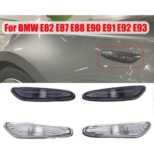 2x Smoke/Clear Left+Right Turn Signal Indicator Lamp Side Marker Light Cover No Bulb For BMW E90 E91 E92 E93 3 Series 2006-2011