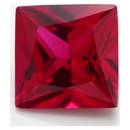 50PCS 3x3~10x10mm Square Shape Princess Cut Loose Corundum Red Color Synthetic stone For Jewelry DIY Gems Stone 5