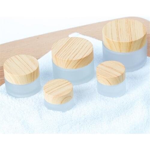 6/12 PCS5ml 10ml 15ml 30ml 50ml wood grain cap high-grade cream jar face cream/Lotion/cosmeitic bottles matte glass bottles