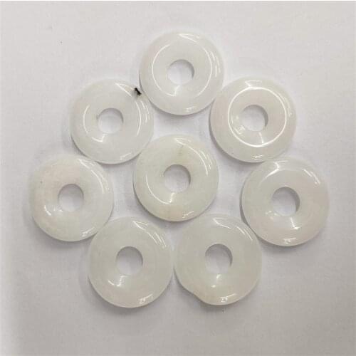 8Pcs 18x6mm White Jade Donuts Pendant Bead For DIY Jewelry Necklace Bracelet Making Accessories Creative Gifts