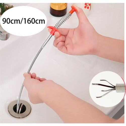 90cm Drain Snake Spring Pipe Dredging Tool Dredge Unblocker Drain Clog Tool For Kitchen Sink Sewer Cleaning Hook Water Sink Tool