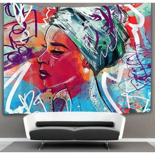 African American black Woman white Wall Tapestry Unique Art