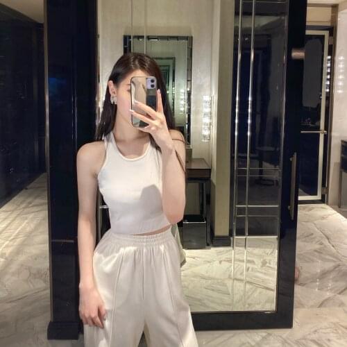 White sports suspender vest with pure cotton mesh inside, red tide thin style, short style outside, sexy bottom