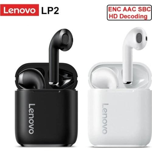 Lenovo LP2 TWS Wireless Earphone Bluetooth-compatible 5.0 Headset Dual Stereo Bass Touch Control LP1 VERSION Sports Earbud