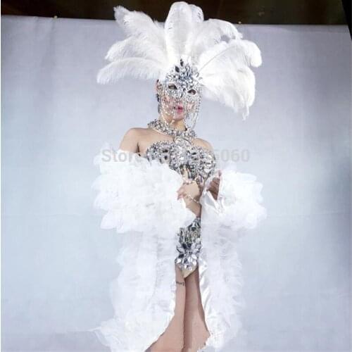 Nightclub Bikini Party Evening Dress DS Ballroom Costume Stage Performance Clothes Dancing Outfit TV Show With Rabbit Headwear