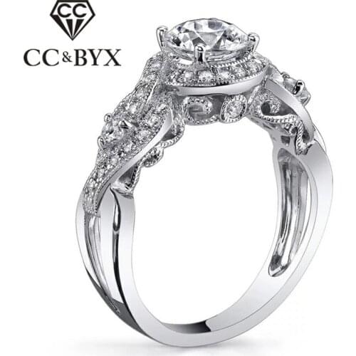 CC S925 Silver Rings For Women Luxury Hyperbole Vintage Bride Wedding Engagement Ring Fashion Jewelry Womens Accessories CC748