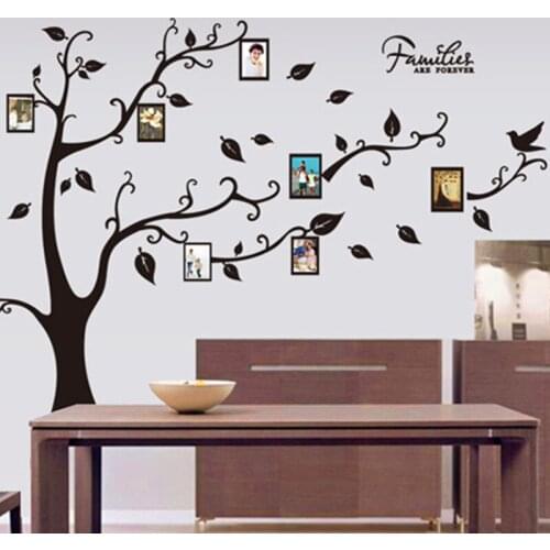 Black Photo Frame Tree Wall Stickers PVC Decals For Home Decor Art Wallpaper Murals Posters Family DIY Background Wallstickers