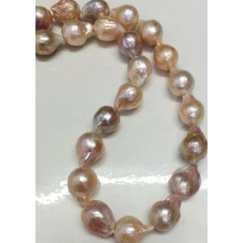Long 18" 11-14mm Real Natural South Sea Baroque Lavender Akoya Pearl Necklace