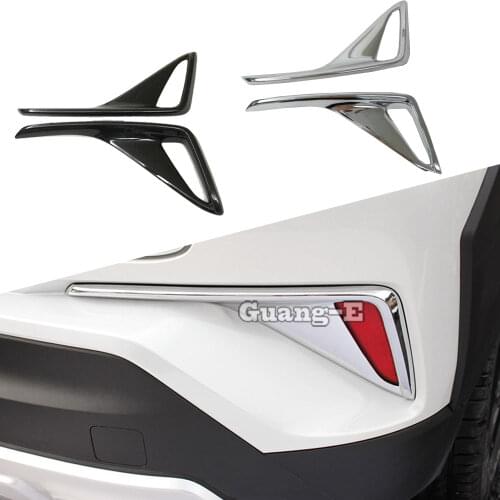 For Toyota C-HR CHR 2017 2018 2019 2020 Car Detector ABS/Carbon Fiber Cover Trim Back Tail Rear Fog Light Lamp Frame 2pcs