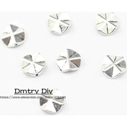 Dmtry 20pcs/lot Metal Antique Silver Small Hole Charms Spacer Beads For Jewelry Making Bracelet DIY Handmade Craft LC0161
