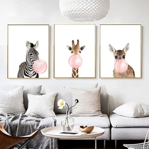 DDWW Cartoon Giraffe Zebra Animal Posters Prints Canvas Art Painting Wall Art Nursery Picture Nordic Kids Baby Room Home Decor