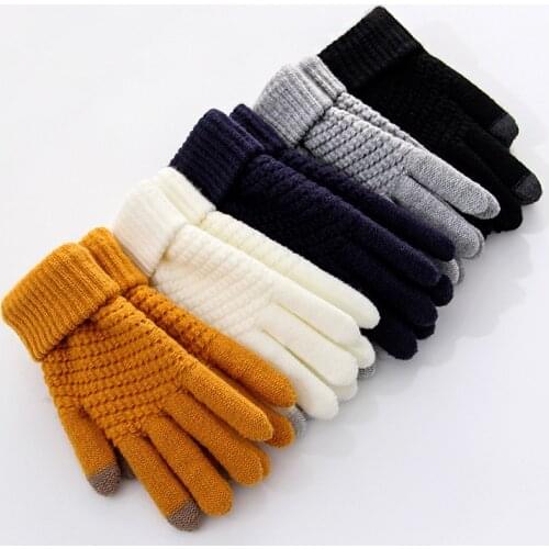 Cashmere Knitted Women Autumn Winter Warm Thick Gloves Touch Screen Skiing Gloves Womens Cashmere Knitted Winter Gloves